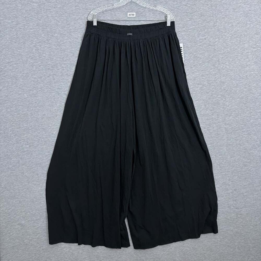 NWT Lunya Women's XL Black Organic Pima Cotton High Rise Wide Leg Willow Pants